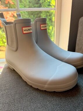 Hunter Original Chelsea Rain Boots Gray Matte Waterproof Ankle Boots Size 10